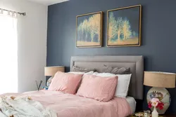 Dusty colors in the bedroom interior