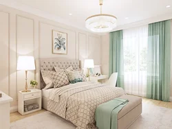 Interior of a small beige bedroom