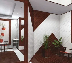 Decoration of hallway walls with MDF panels photo