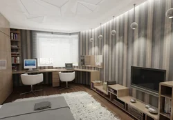 Дизайн комнаты гостиной кабинета фото