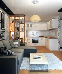 Living room combined with kitchen in a small house photo