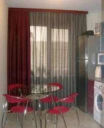 Тюль в пол на кухне фото в интерьере