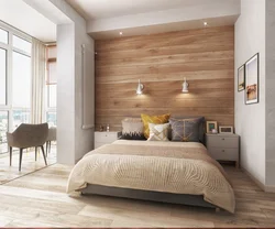 Laminate on the walls in the bedroom photo design