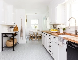 What flooring is in the kitchen interior