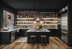 Loft kitchens in the interior are dark