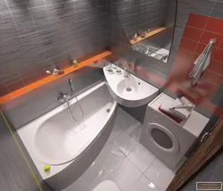 Дизайн ванны с угловой ванной и раковиной в маленькой ванной