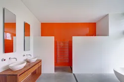 Photo of a bathroom in orange tones