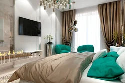Emerald with white in the bedroom interior