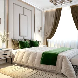 Emerald with white in the bedroom interior