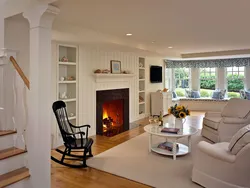 Interior with fireplace in home living room