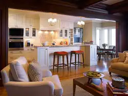 Layout design of a combined kitchen with living room photo