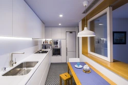 Дизайн интерьера длиной кухни фото