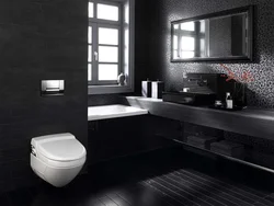 Темный дизайн ванной и туалета