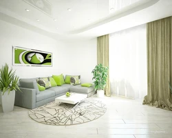 Living room interior in light green color photo