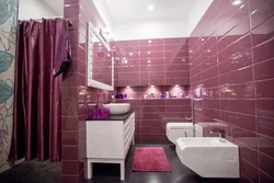 What colors go with purple in a bathroom interior