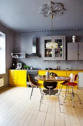 Интерьер кухни в желтом цвете фото