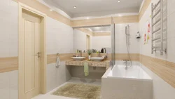 Photo of a bathroom with beige tiles