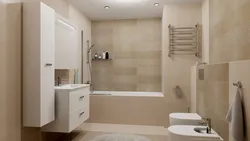 Фото ванной комнаты с бежевой плиткой