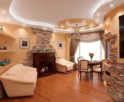 Decorative stone in the interior photo living room