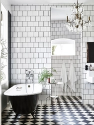 Bathroom in white tiles photo
