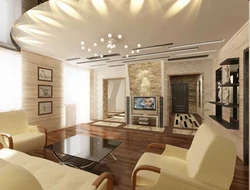 Suspended ceilings in the living room design for the house photo