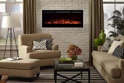 Photo of an electric fireplace in the living room interior