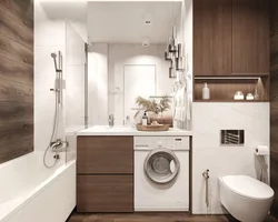 Bathroom design with a 4 sq. m bath and washing machine