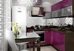 Design of a corner kitchen in a modern style in Khrushchev