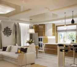 Living Room Combined With Kitchen In Your Home Photo