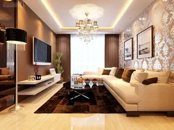 Modern brown beige living room interior