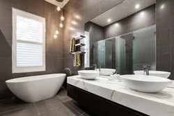 With bathrooms in a modern interior