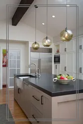 Design of ceiling lamps for the kitchen photo