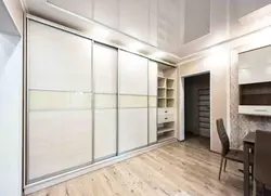 Built-in wardrobes in the living room in a modern interior