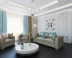 Living room interior design blue