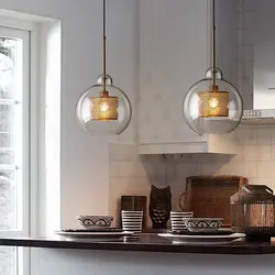 Kitchen pendant lamps in the interior