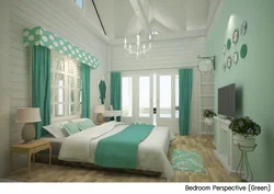 Mint gray bedroom interior