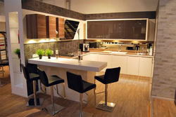 Kitchen interior with a bar counter in a small kitchen design photo