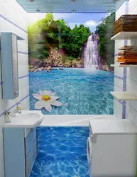3D фото үлгісімен ванна бөлмесінің панельдері
