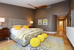 Bedroom interior in yellow tones