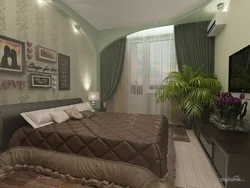 Bedroom interior with green and brown colors