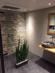 Stone look tiles in bathroom design