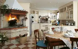 Kitchen design fireplace photo