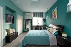 Combination of green in the bedroom interior with other colors