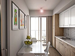 Kitchen design 12 square meters with balcony