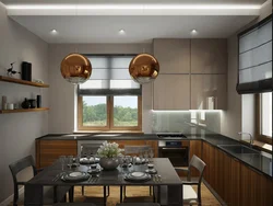 Kitchen design in a house with a 12 sq. m window