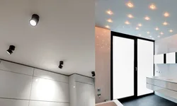 Lighting in the bathroom with suspended ceiling photo