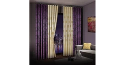 Purple Curtains In The Living Room Interior