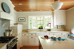 Какого цвета потолок на кухне фото