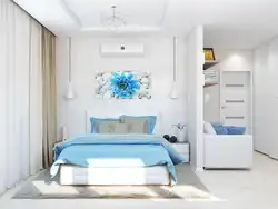Спальня белая с синим фото