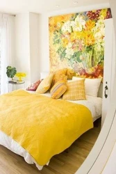 Жоўтая спальня інтэр'ер
